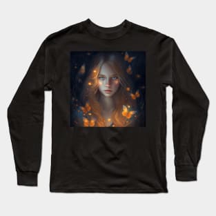 Blonde Butterfly Girl Long Sleeve T-Shirt